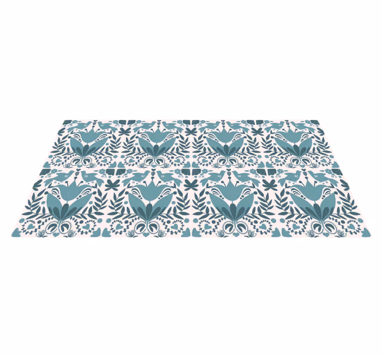 Bloemenvogelpatroon vinyl tapijt modern - TenStickers
