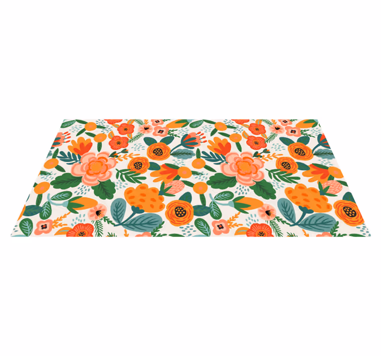 Vinyl tapijt bloemen en planten bloemen tuin patroon - TenStickers