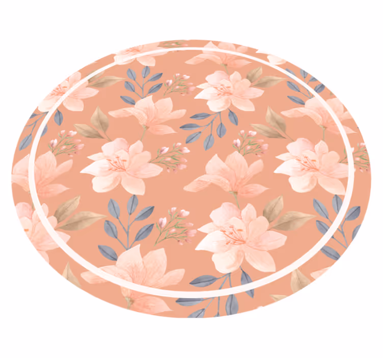 Perzik bloemenpatroon vinyl tapijt bloemen en planten - TenStickers