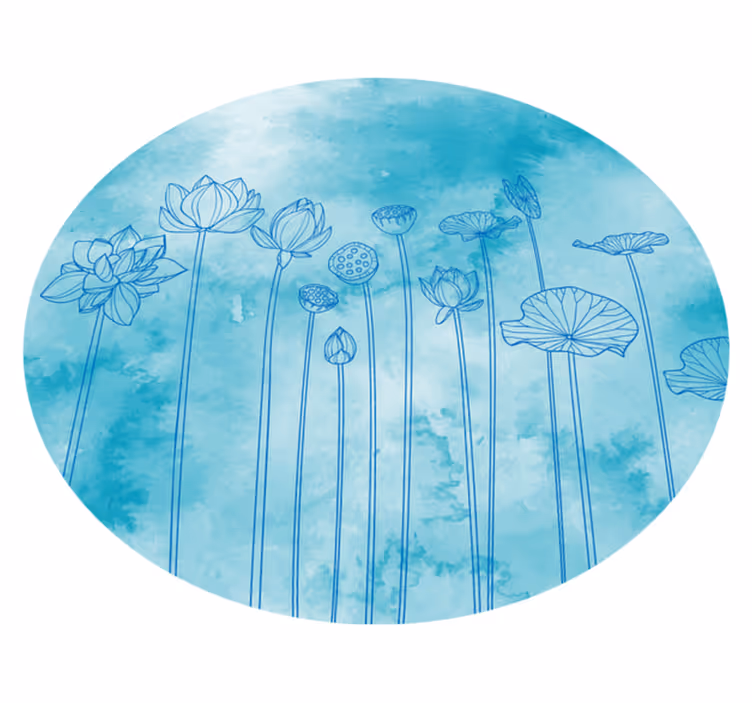 Lotusblauwe spatten vinyl tapijt bloemen en planten - TenStickers
