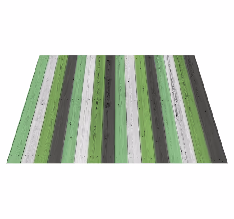 Groen gestreepte panelen vinyl tapijt houtstructuur - TenStickers