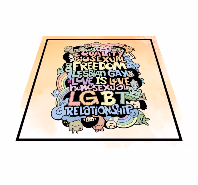 Kleurrijke lgbt-boodschap vinyl tapijt zinnen en teksten - TenStickers