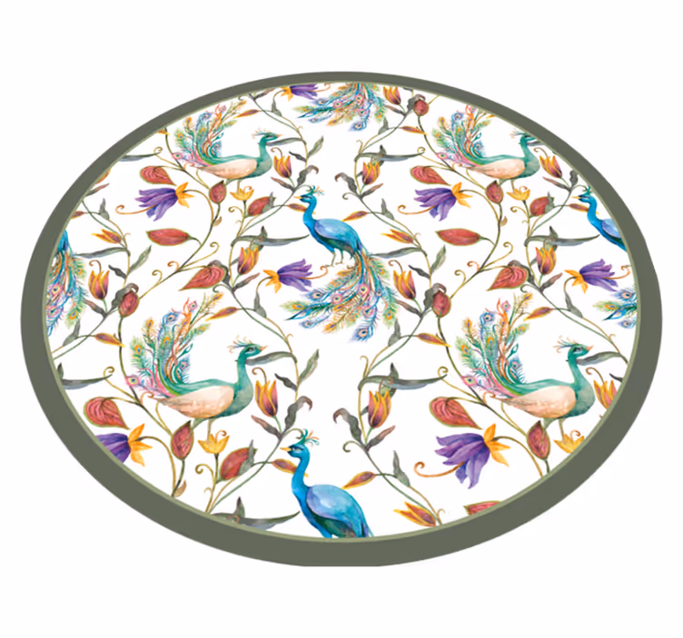 Prachtige pauwenbloesems vinyl tapijt bloemen en planten - TenStickers