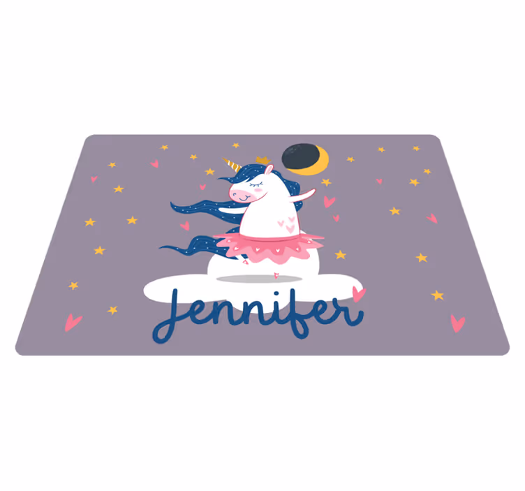 Aangepaste dansende eenhoorn vinyl tapijt meer kinderen - TenStickers