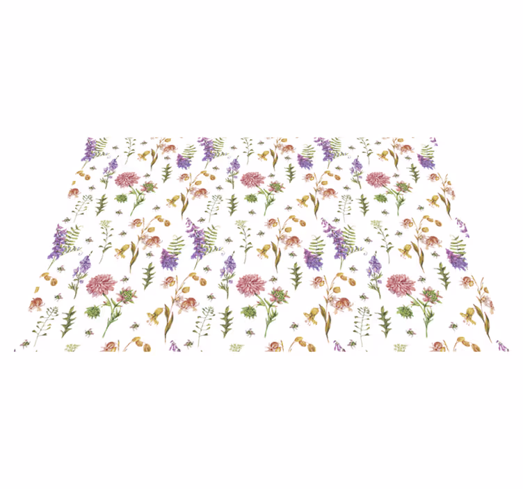 Vinyl tapijt bloemen en planten vrolijke bloesem compositie - TenStickers
