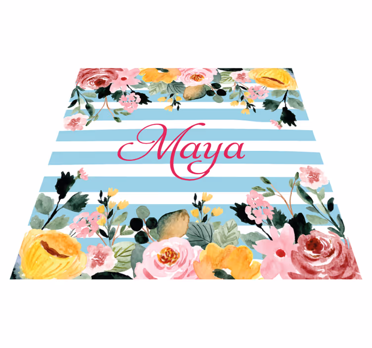 Aangepast botanisch ontwerp vinyl tapijt slaapkamer - TenStickers