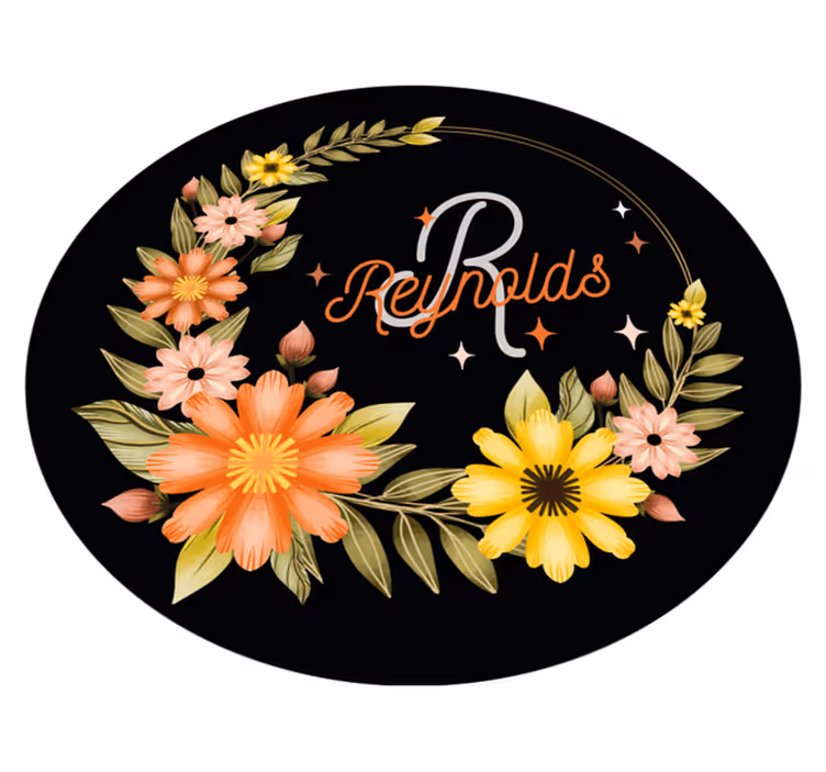 Kroon bloemennaam vinyl tapijt slaapkamer - TenStickers