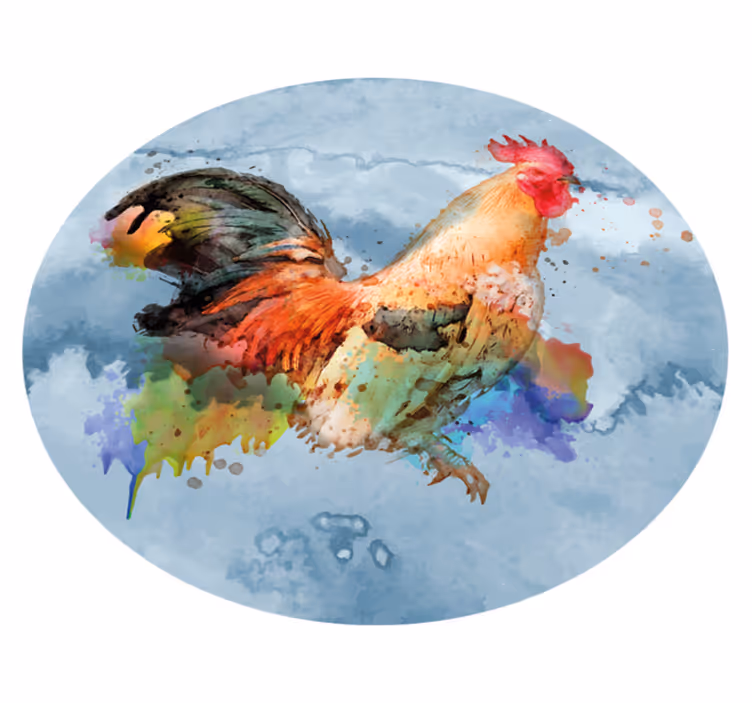 Vinyl vloerkleed dierenprint kleurrijke haan spetter - TenStickers