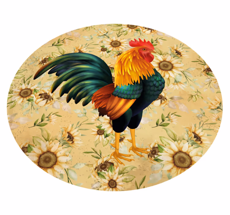 Vinyl tapijt bloemen en planten vibrant rooster showcase - TenStickers