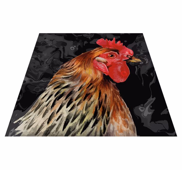 Kleurrijke hanenkop vinyl vloerkleed dierenprint - TenStickers