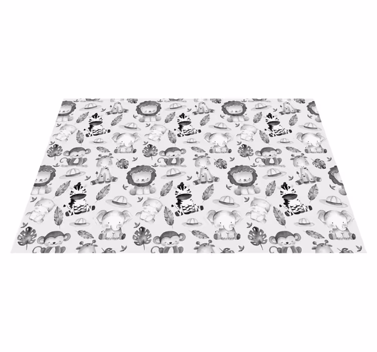 Schattige jungledieren vinyl tapijt kind - TenStickers
