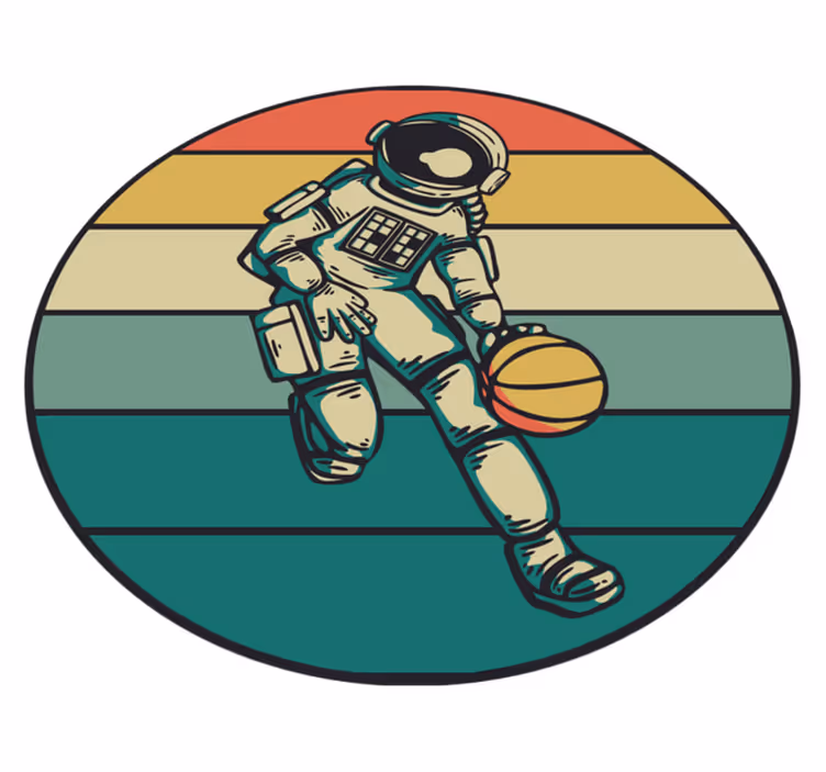 Astronaut basketbal spelen vinyl tapijt spel - TenStickers