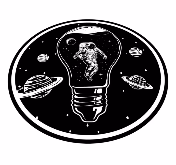 Kosmonaut in gloeilamp vinyl tapijt sterren - TenStickers