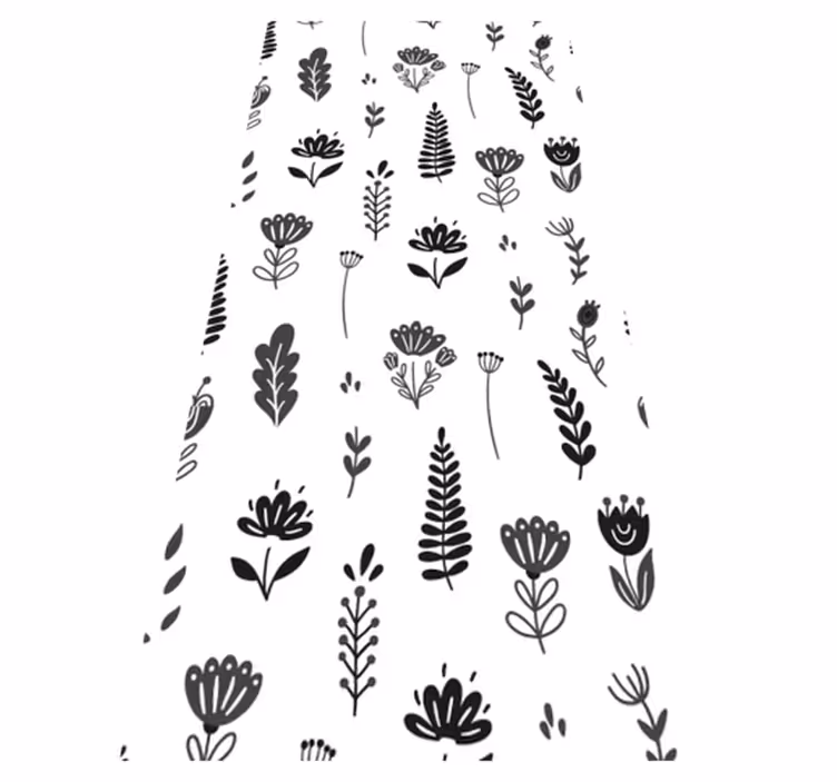 Vinyl tapijt bloemen en planten silhouetpatroon - TenStickers