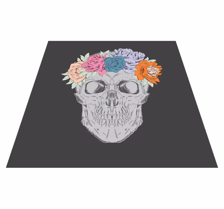 Bloemenschedelkunst vinyl tapijt tiener - TenStickers