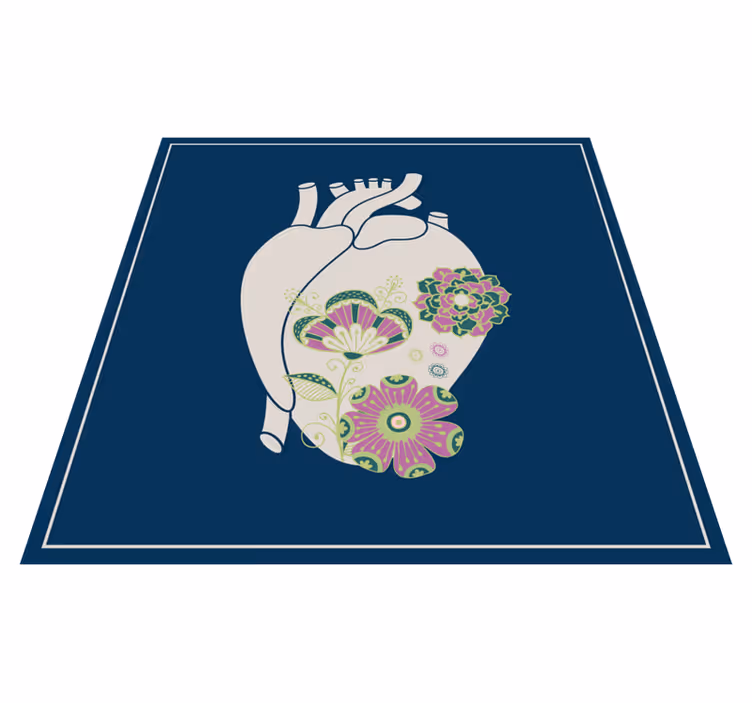 Hart bloemenpatroon vinyl tapijt Scandinavisch - TenStickers