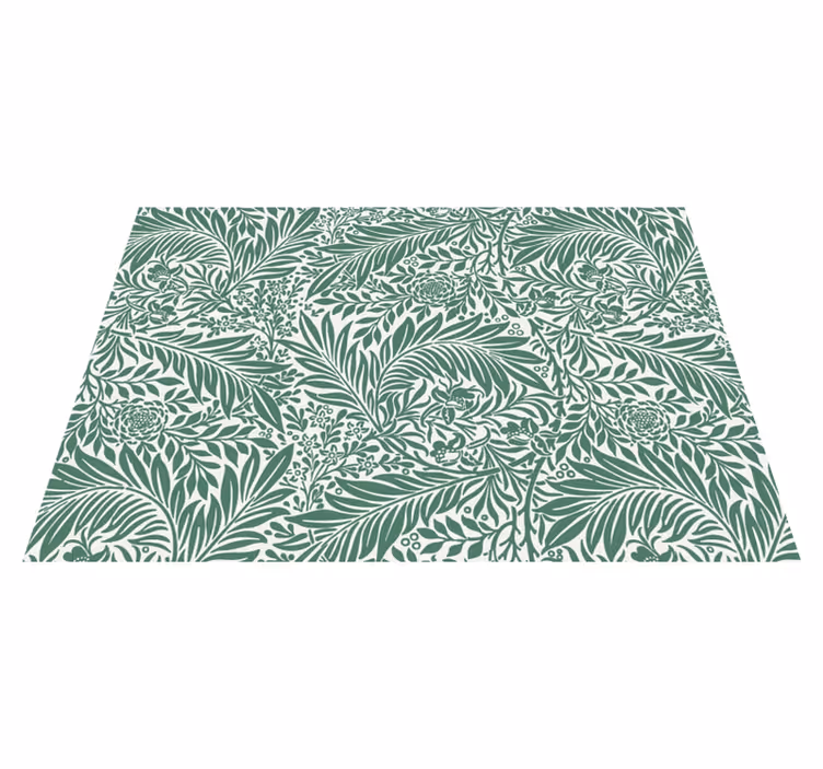 Vinyl tapijt bloemen en planten groene bladeren patroon - TenStickers
