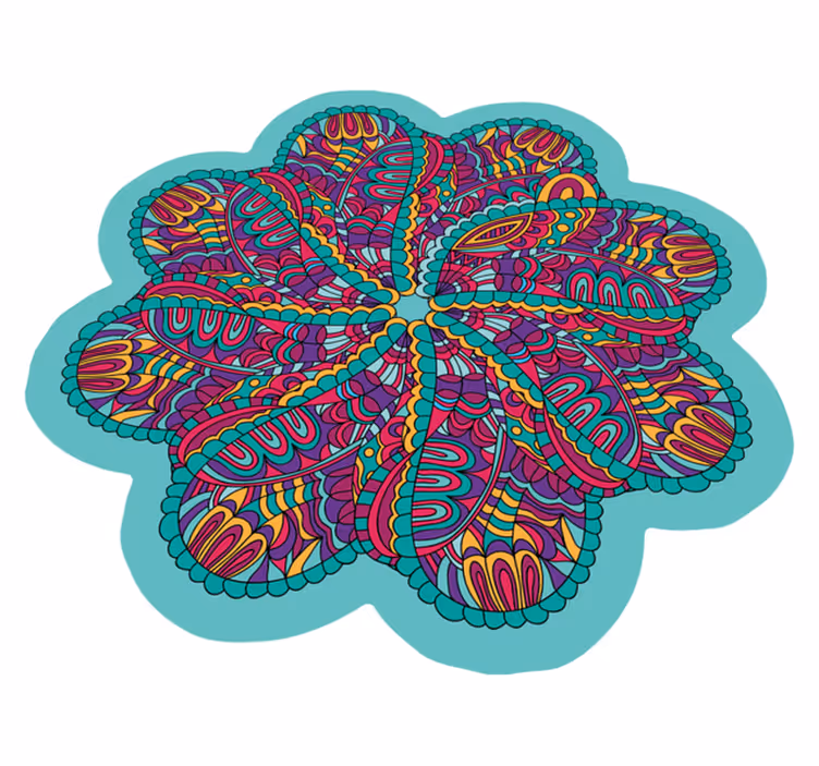 Levendig kleurrijk motief vinyl tapijt mandala - TenStickers