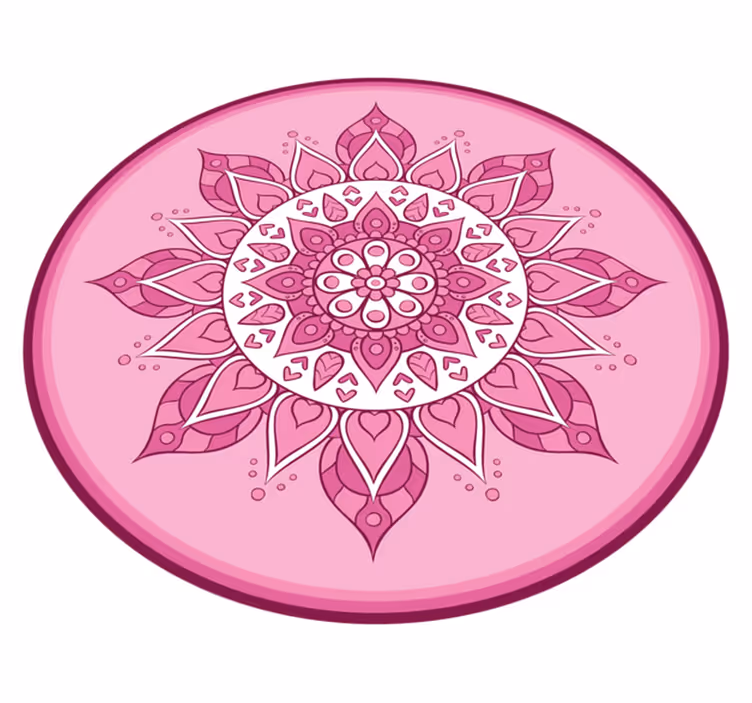 Roze bloemenmeditatie vinyl tapijt mandala - TenStickers