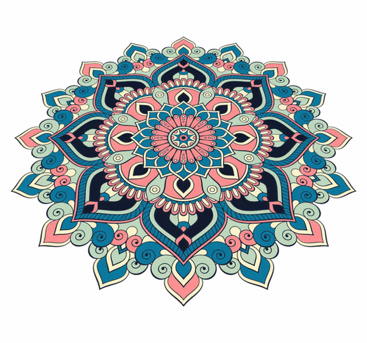 Kleurrijk bloemenelement vinyl tapijt mandala - TenStickers