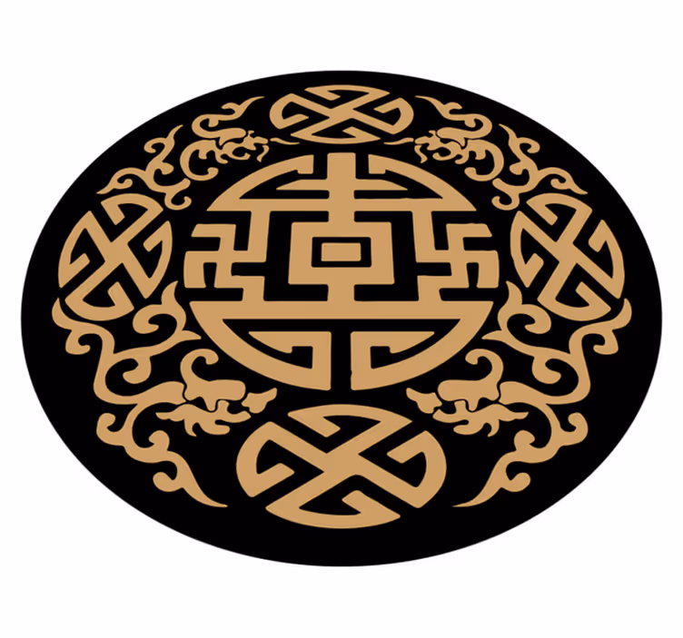 Cultureel symboolmotief vinyl tapijt rond - TenStickers