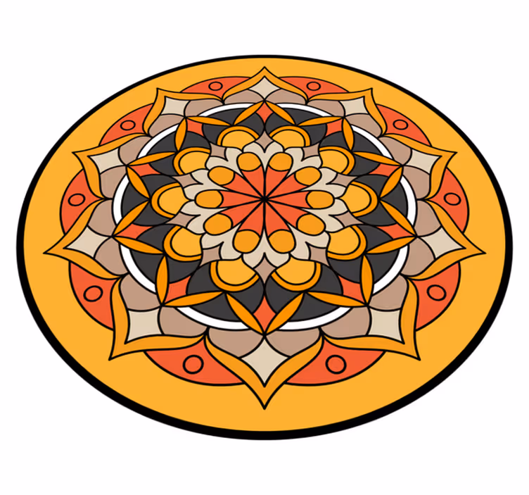 Levendig mandala-element vinyl tapijt rond - TenStickers
