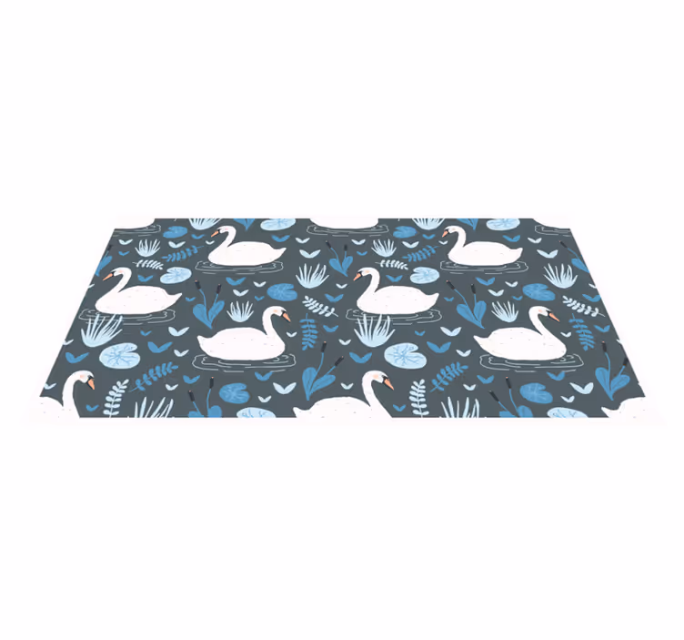 Elegant zwanenpatroon vinyl tapijt natuur - TenStickers
