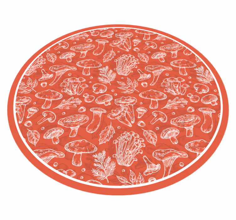 Paddenstoelillustratie vinyl tapijt natuur - TenStickers