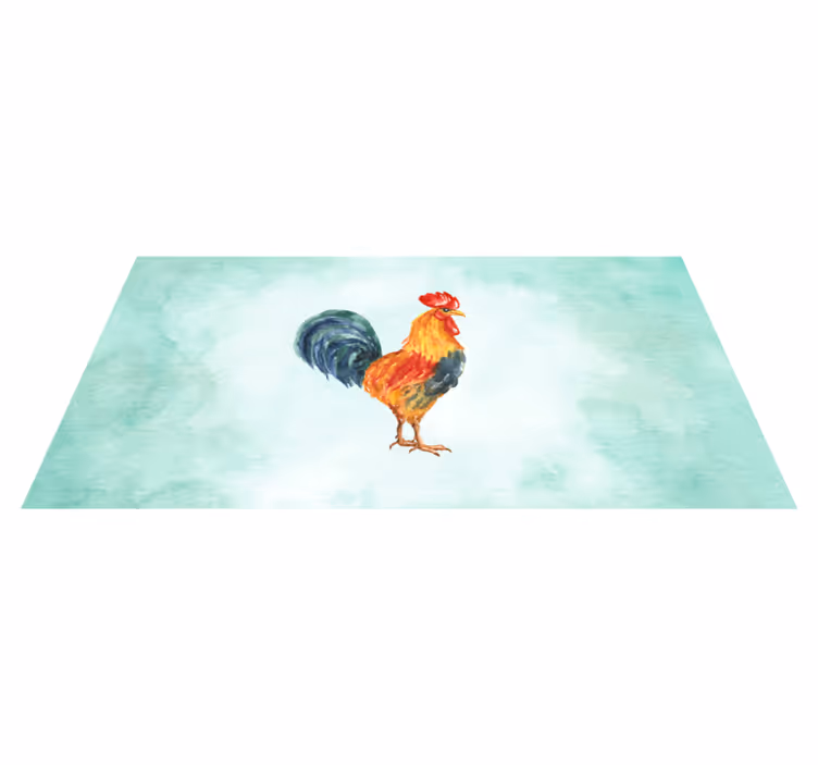 Aquarel haan kunstwerk dieren vinyl tapijt - TenStickers