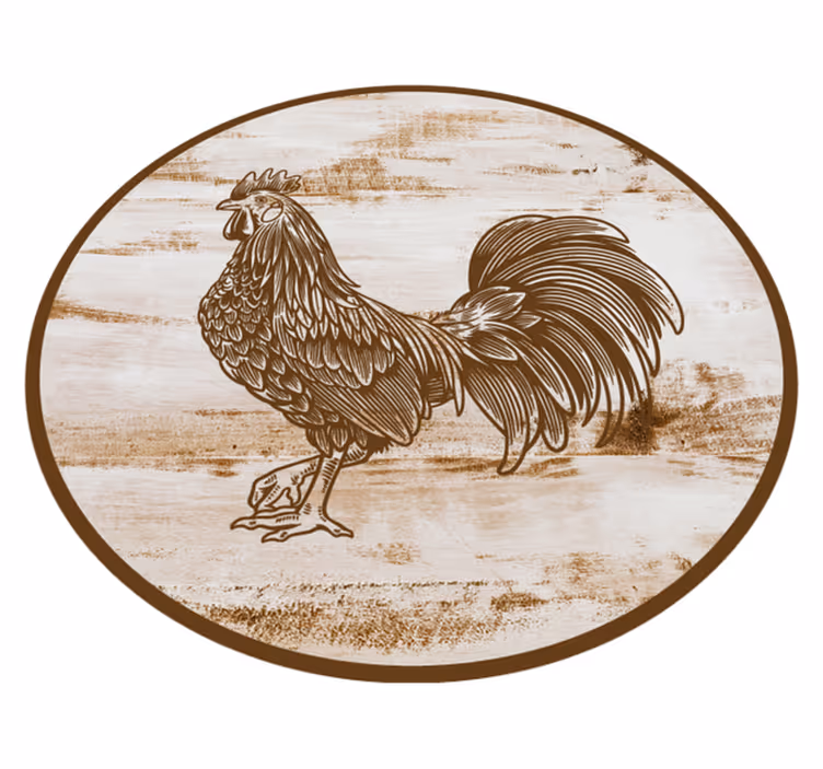 Vintage haan illustratie dieren vinyl tapijt - TenStickers