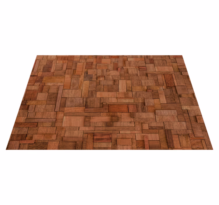 Warm blokpatroon vinyl tapijt houtstructuur - TenStickers