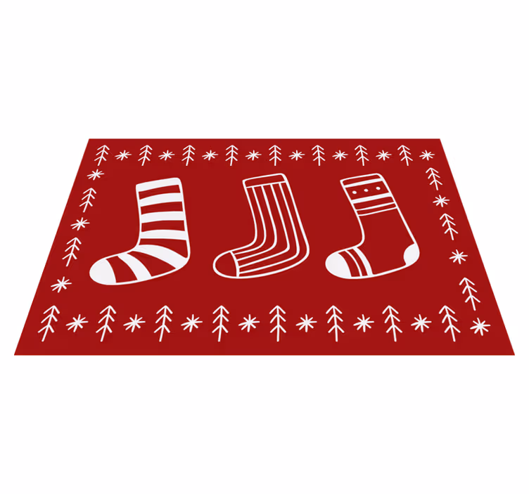 Rode feestelijke sokken vinyl tapijt kerstmis - TenStickers