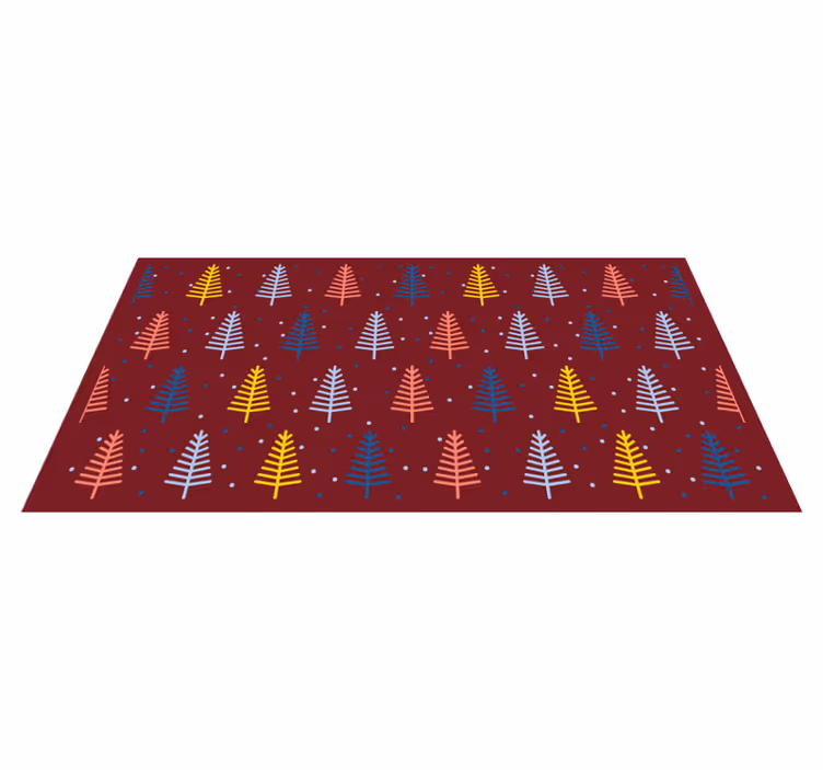 Rode kleurrijke bomen vinyl tapijt kerstmis - TenStickers
