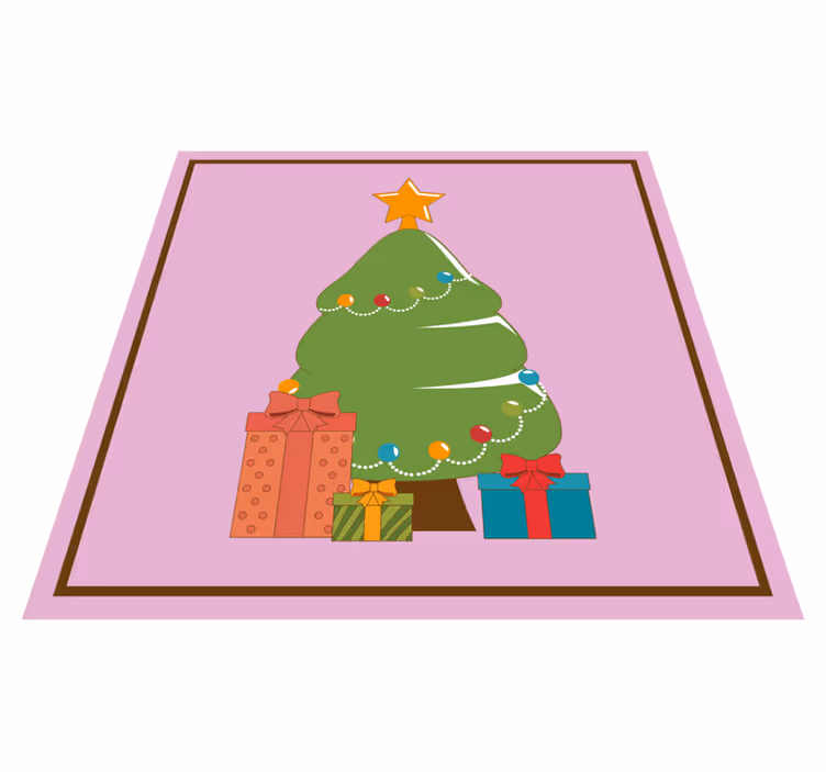 Vinyl tapijt kerstmis illustratie van een boom met cadeaus - TenStickers