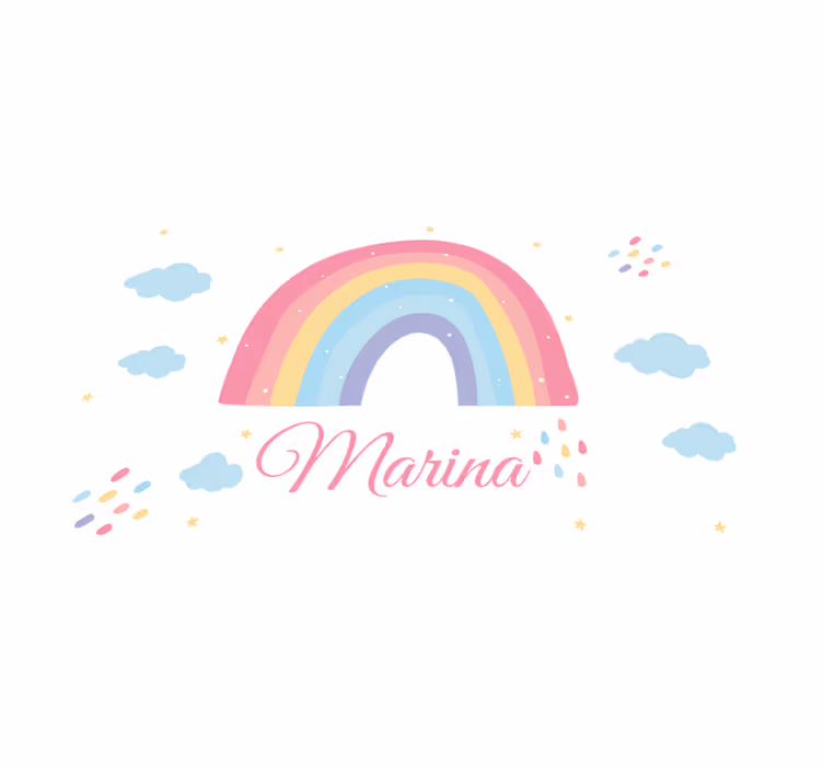 Gepersonaliseerde kleurrijke regenboog vinyl tapijt met naam - TenStickers