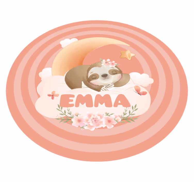 Schattig luiaardontwerp vinyl tapijt met naam - TenStickers