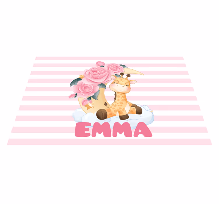 Op maat gemaakte vrolijke giraffe vinyl tapijt baby - TenStickers
