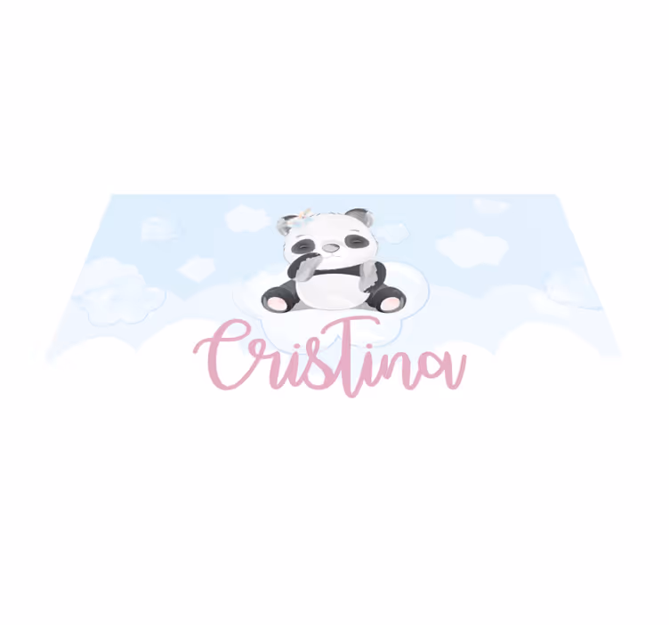 Schattige panda-illustratie vinyl tapijt met naam - TenStickers