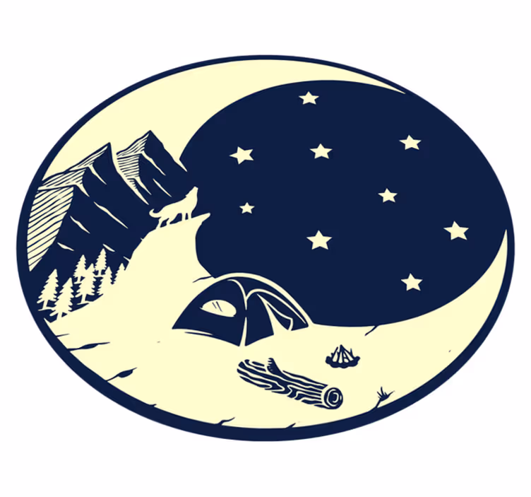 Maanverlichte kampeerscène vinyl tapijt natuur - TenStickers
