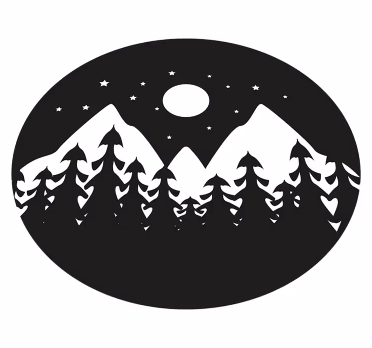 Berg silhouet scène vinyl tapijt natuur - TenStickers