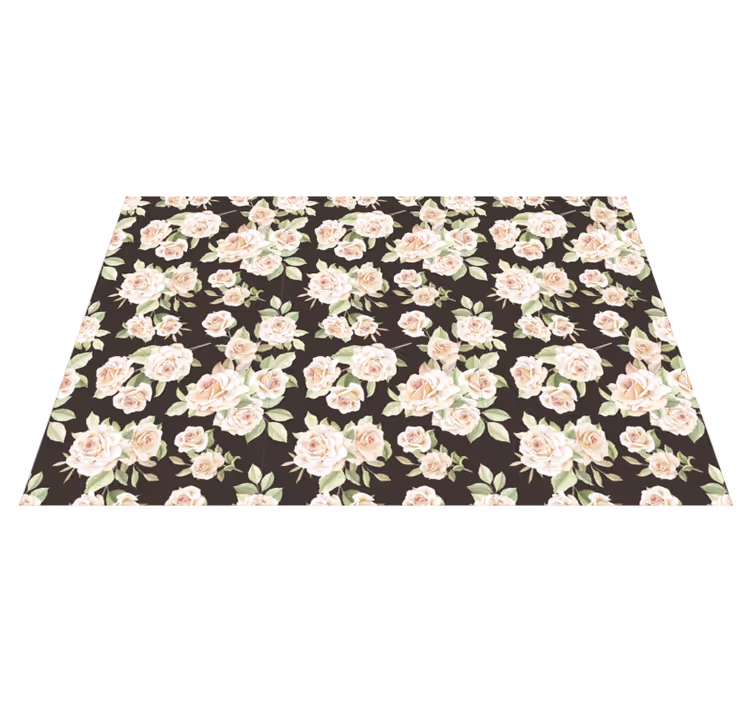 Rozen bloemenpatroon vinyl tapijt bloemen en planten - TenStickers