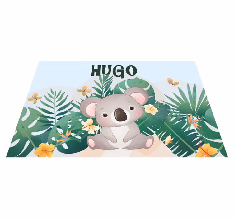 Koala thema vinyl tapijt met naam - TenStickers