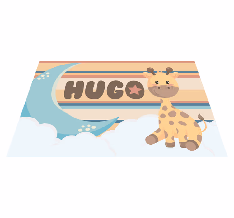 Giraffenontwerp vinyl tapijt met naam - TenStickers