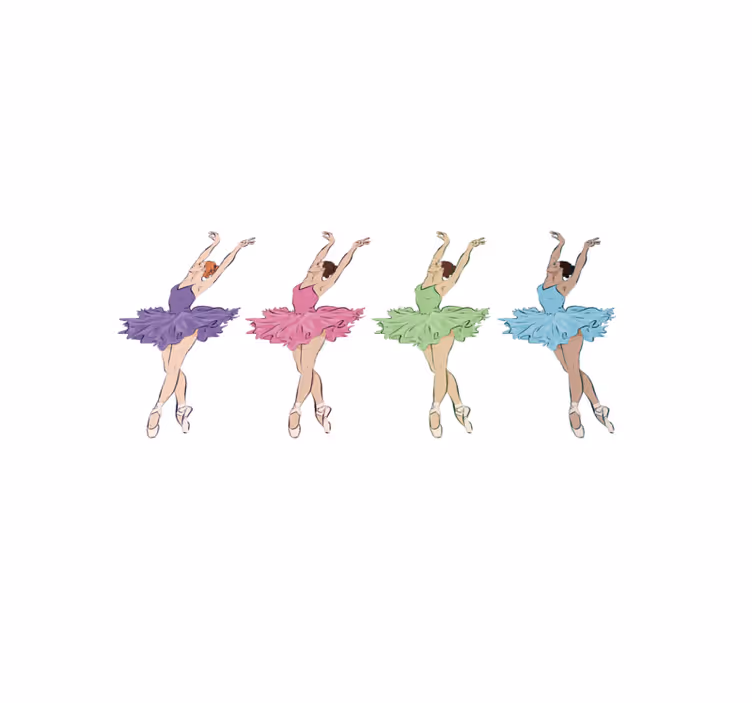 Balletdansers set vinyl tapijt meer kinderen - TenStickers