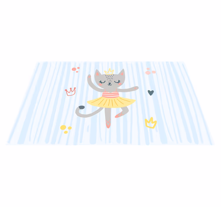 Dansende kat illustratie vinyl tapijt kind - TenStickers