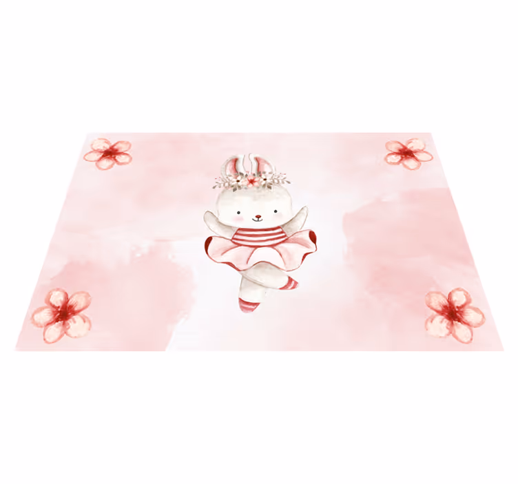 Ballet konijn illustratie vinyl tapijt kind - TenStickers