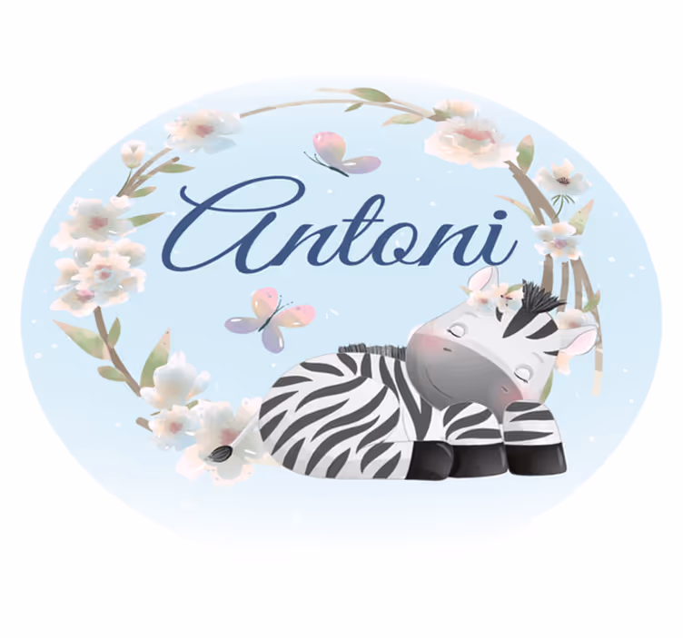 Vinyl tapijt baby zebra met naam - TenStickers