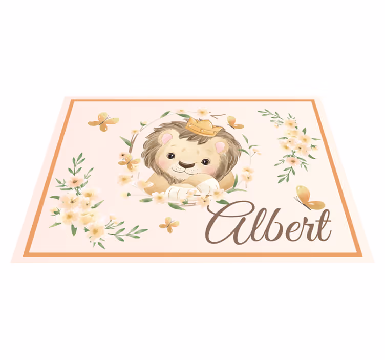 Baby leeuw met naam vinyl tapijt meer kinderen - TenStickers