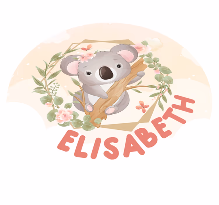Vinyl tapijt met naam schattige koala kunst - TenStickers
