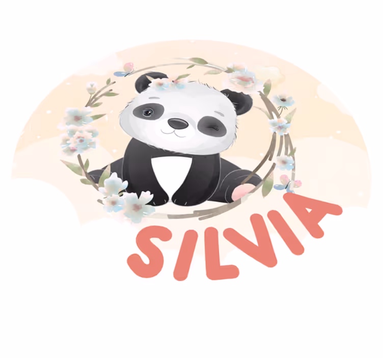 Vinyl tapijt met naam schattige panda kunstwerk - TenStickers